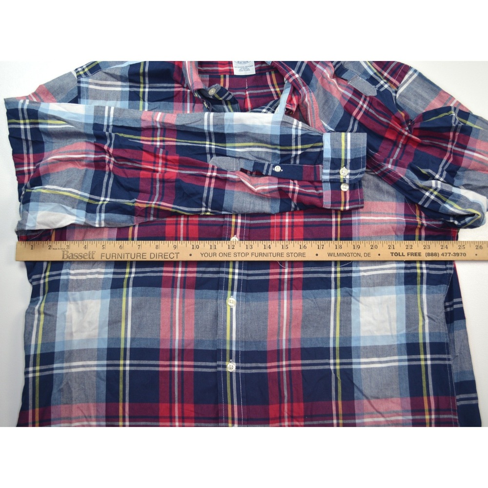 Brooks Brothers Mens XL Slim Fit Plaid Button Down Original Polo Shirt Cotton - Picture 4 of 6
